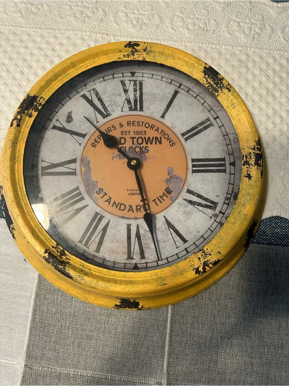 Old Town Clocks Yellow Vintage-Style Wall Clock
